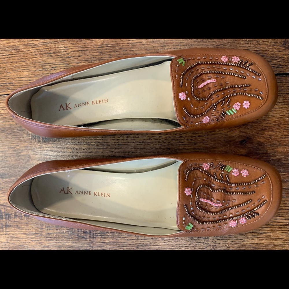 Brown flats with beaded detail